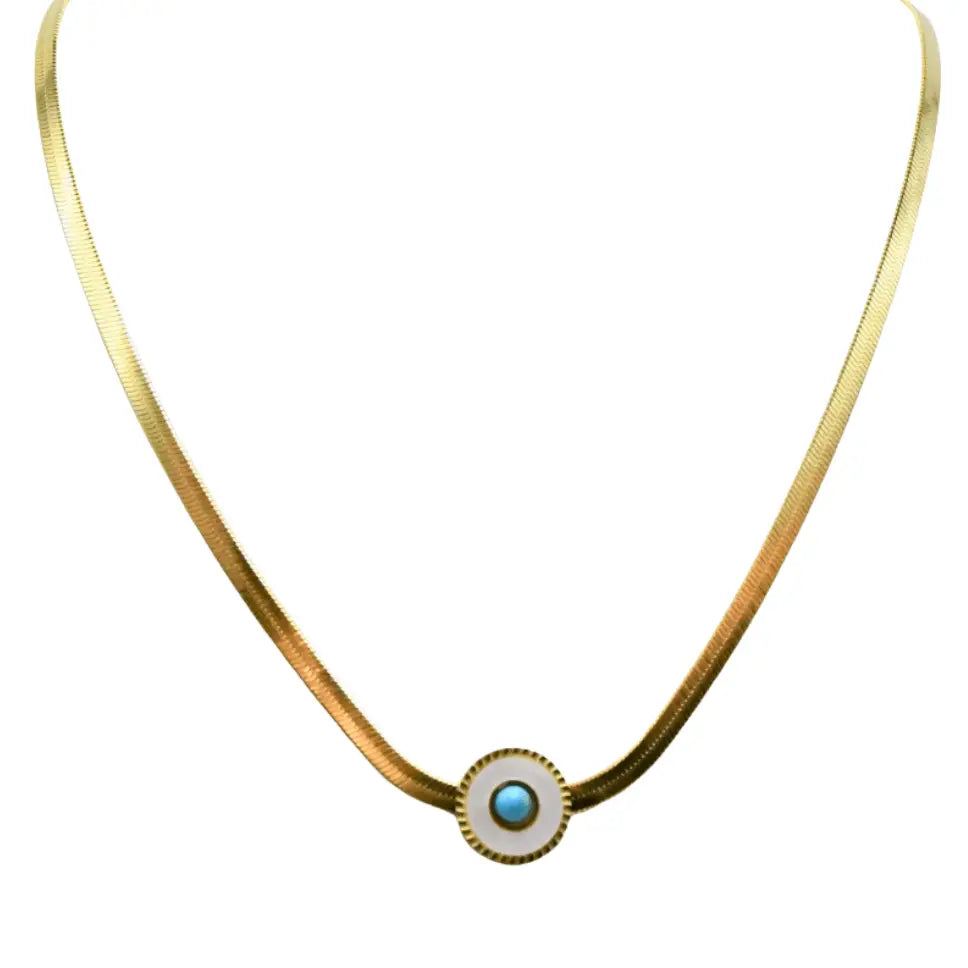 Collier doré œil bleu – Eolanis | Mitsury