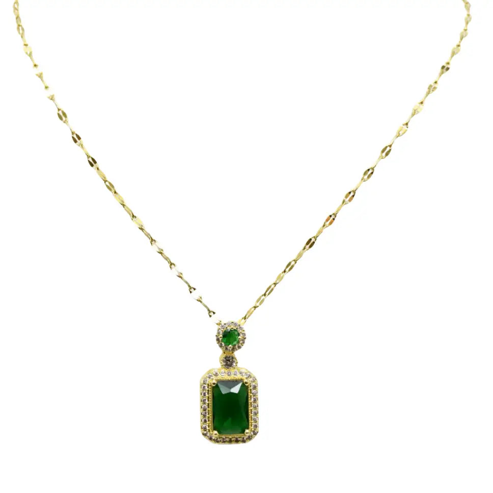 Collier vert doré Elyzae – Élégance éclatante