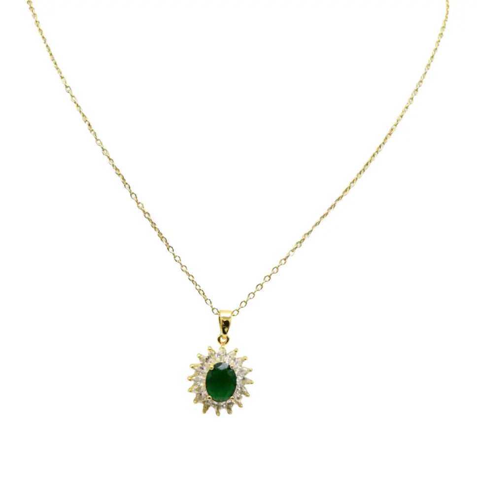 Collier vert doré Eriande – Élégance festive en plaqué