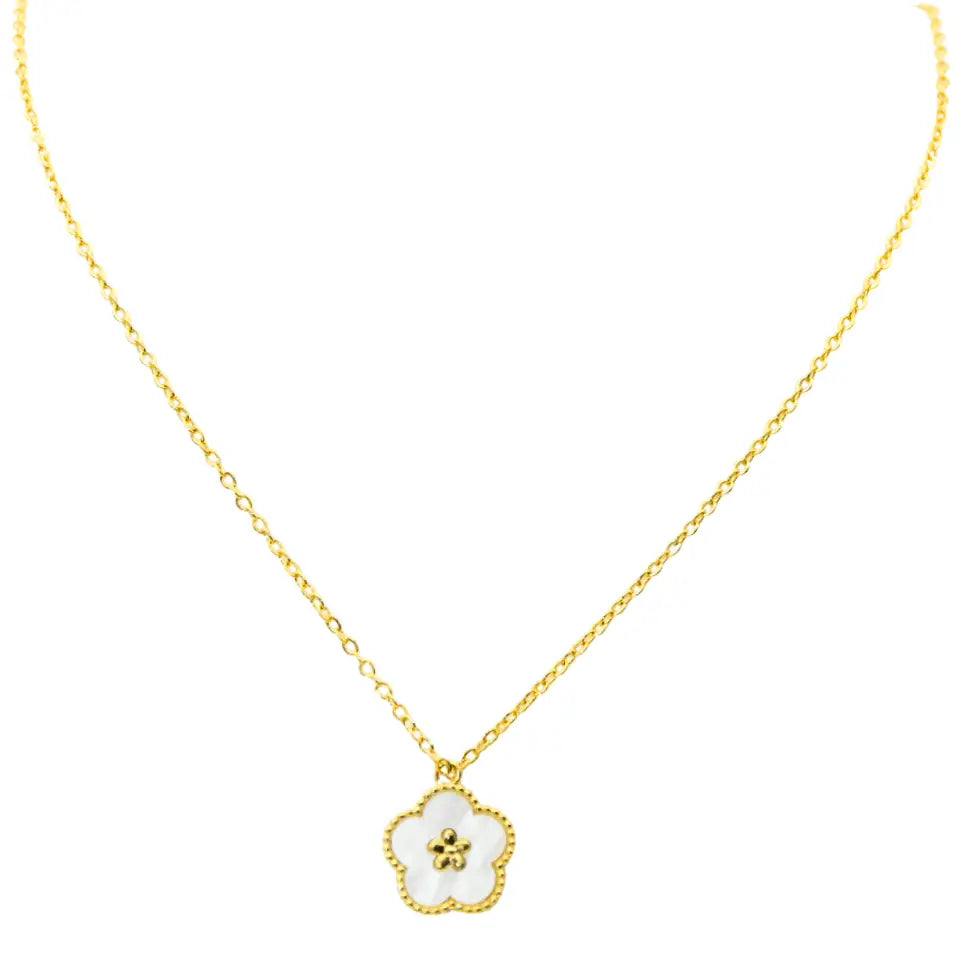 Collier fleur nacrée doré – Sylana | Mitsury