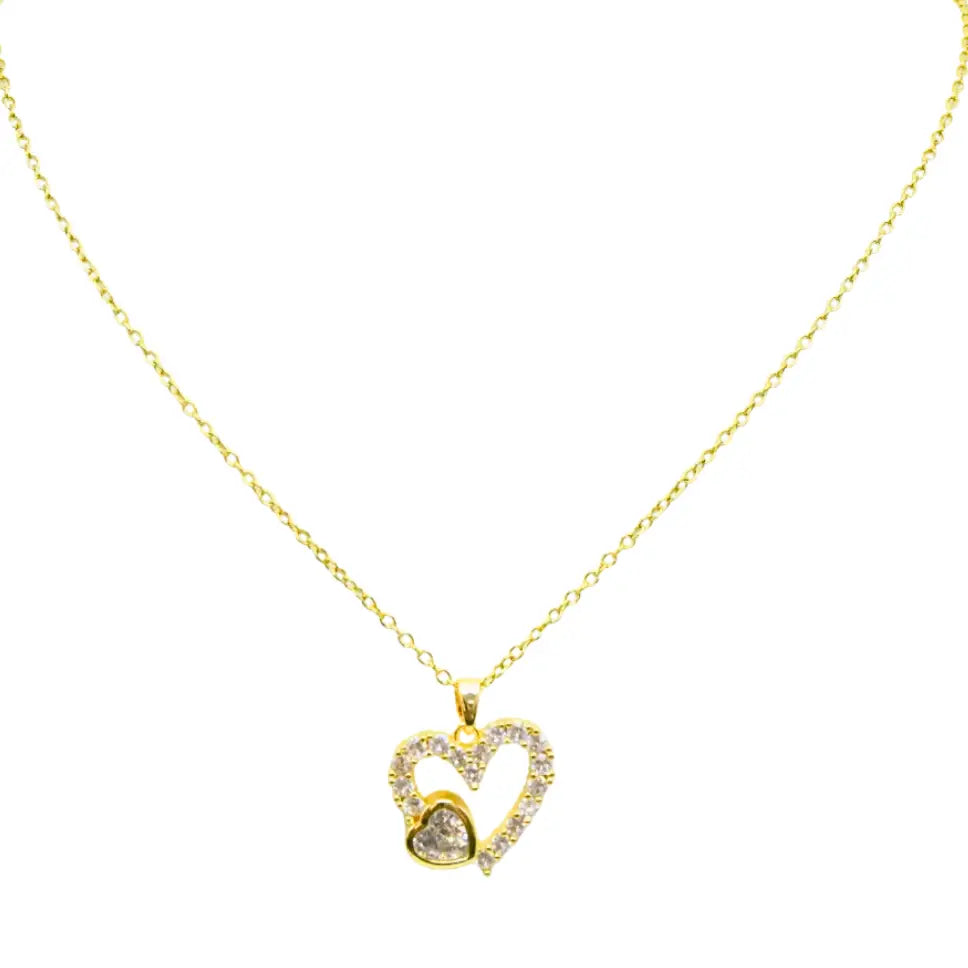 Collier double cœur doré en acier inoxydable – Elyara | Mitsury