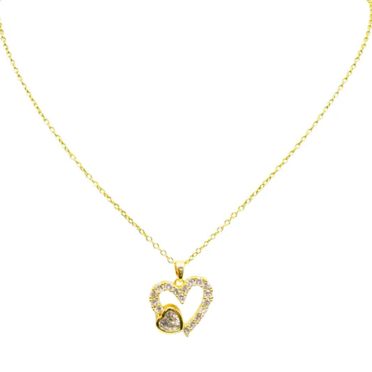 Collier double cœur doré en acier inoxydable – Elyara | Mitsury