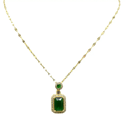 Collier vert doré Elyzae – Élégance éclatante