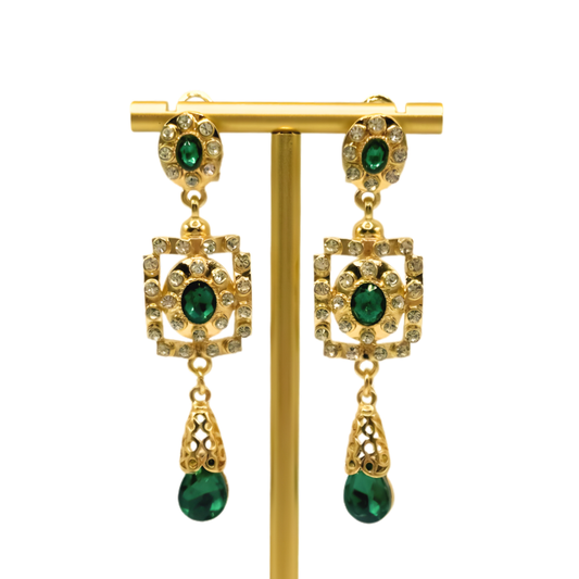 Boucles d’oreilles vert bouteille