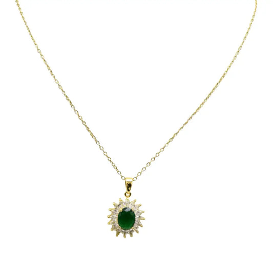 Collier vert doré Eriande – Élégance festive en plaqué