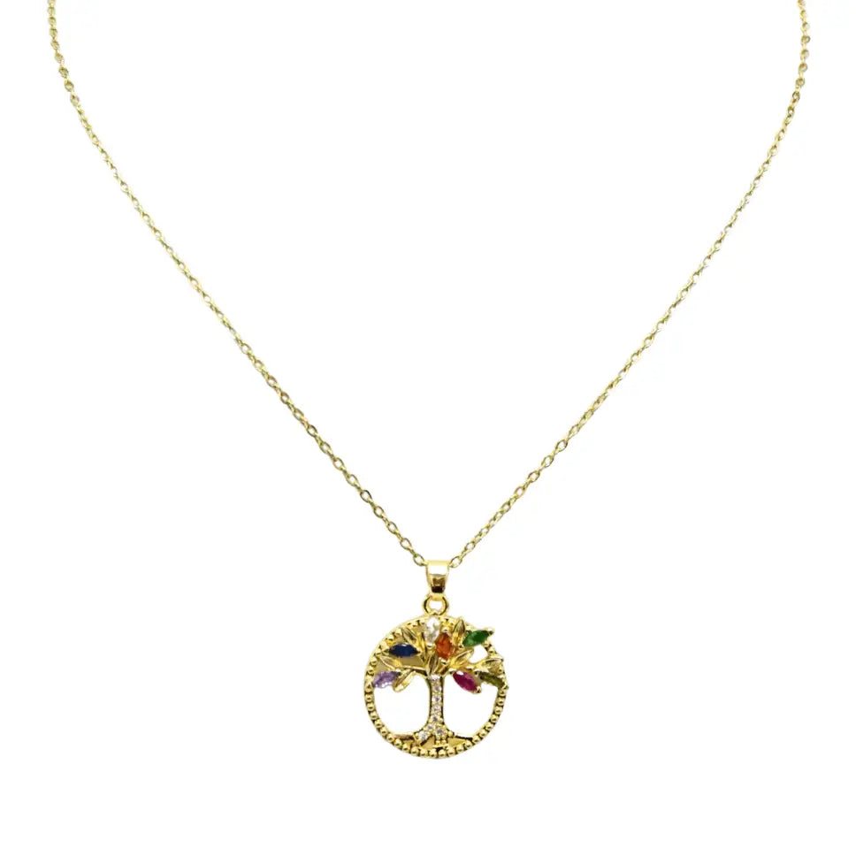 Collier arbre de vie doré en acier inoxydable – Norélia | Mitsury