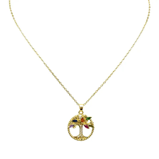 Collier arbre de vie doré en acier inoxydable – Norélia | Mitsury