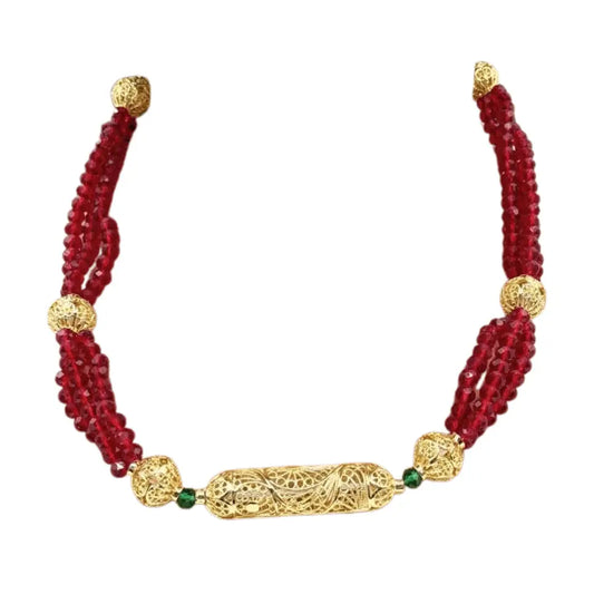 Collier doré rouge mariage | Mitsury - Élégance & éclat